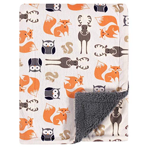Image of Hudson Baby Unisex Baby Plush Mink and Sherpa Blanket, Boy Forest, One Size