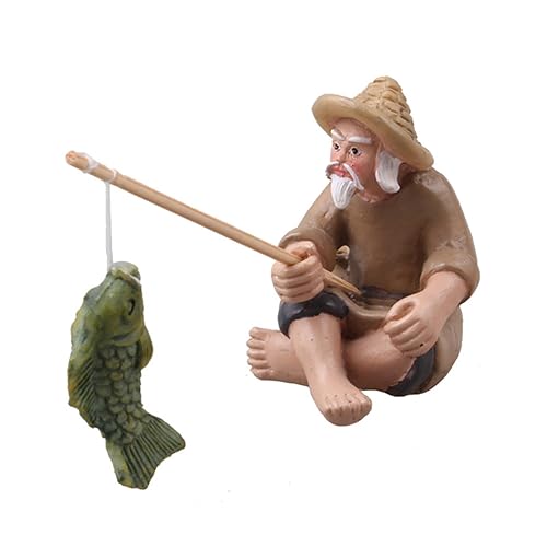 Aquariums Decorations Fisherman Model Figurine Fishtanks Landscape Hideouts House for