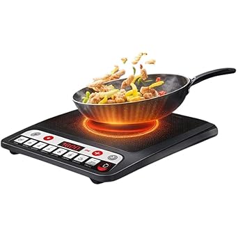 Drumstone (𝟏𝟓-𝐘𝐞𝐚𝐫𝐬 𝐰𝐚𝐫𝐫𝐚𝐧𝐭𝐲) 2000W Induction Cooktop with Touch Control, Digital Infrared Electric Stove, Fast Heating Glass Top, 8 Cooking Preset Menus
