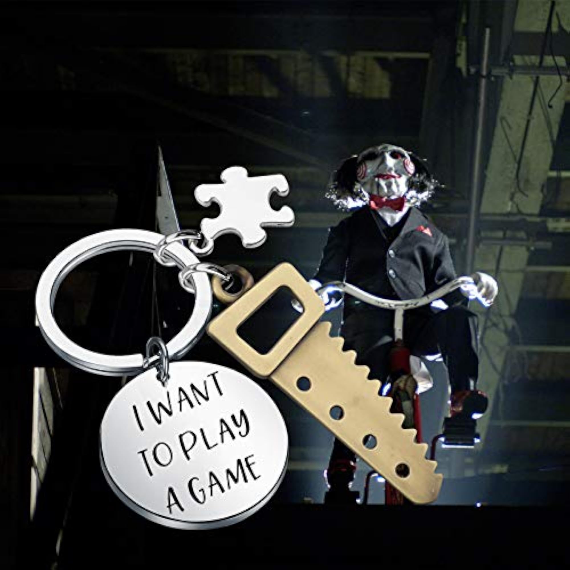 Horror Movie Keyring, I Want To Play A Game Quote