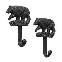 BLACK FOREST DECOR Cast Iron Bear Hooks - Set of 2