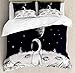 Produktbild ABAKUHAUS Astronaut Bettbezug Set für Einzelbetten, Space Kinder glücklich, Milbensicher Allergiker geeignet mit Kissenbezug, 200 x 200 cm - 70 x 50 cm, Schwarz-Weiss