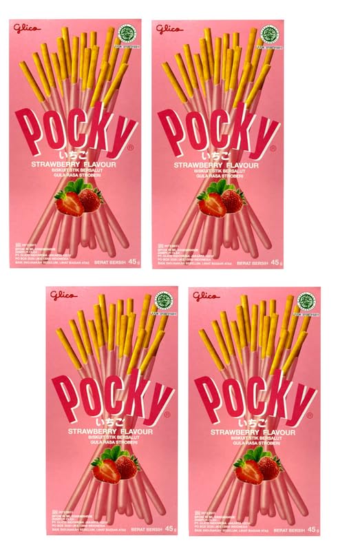 Pocky Strawberry Cream Covered Biscuit Stick (Pack Of 4 x 45g) | Imported-image-20