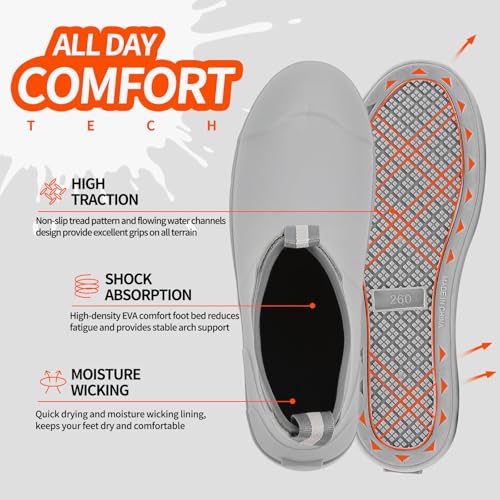 Men's Deck Boots, Fishing Boots Waterproof Rain Boots, Anti-Slip High Traction Ankle Rubber Boots for Professional Premium Neoprene Rubber, Garden Boots Shoe Footwear Booties for Men Outdoor Work(Size 10.5)3