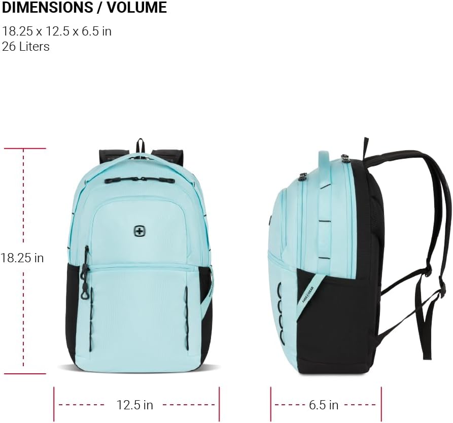SwissGear Versa Laptop Backpack, Clear Sky 18.25"x12.5"x6.25"
