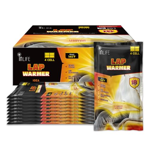 InLife Super Warmer for Lap and Body, Wider Area Covered, Indoor, Outdoor Activities, Air-Activated, Single Use, Ready to Use, Consistently Long Last for 18 Hours, Odorless, 10 Packs