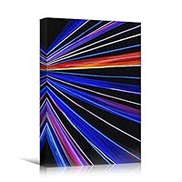 Canvas Wall Art Assorted Lights Abstract Colorful Hallway Industrial Lights Mixed Media Multicolor Neon - 12x18 inches