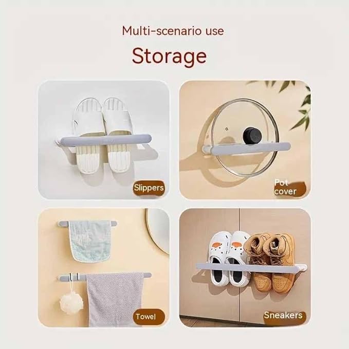 Electroglow Shoes Rack Wall Mounted Slipper Rack Door Back Shoe Holder Shoes Hangers Slipper Storage Organizer for Home Bathroom Towel Bar Storage Organizer for Home Bathroom 2
