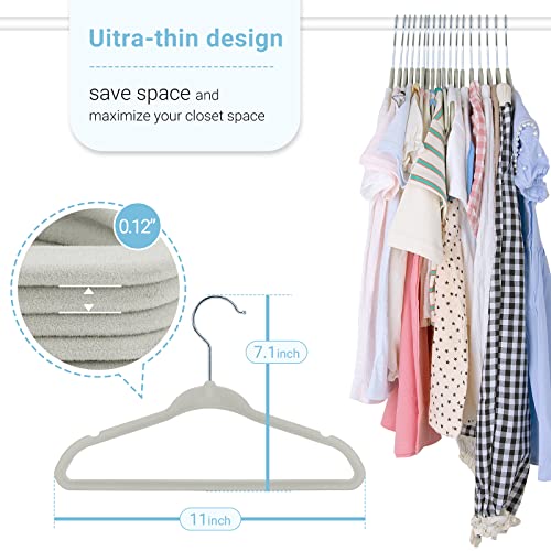 Velvet Grey Baby Hangers 30 Pack, Ultra Thin Baby Hangers For Closet, Non Slip Space Saving Hangers For Children Skirt Dress Pants, Heavy Duty Infant Kids Hangers #TOP3