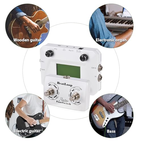 Jemora Pédale de machine à tambour avec enregistrement circulaire et boucle de guitare, 40 tambours, rythme, écran LCD rétroéclairé pour guitare électrique, entrée 3,5 mm, prise casque, commande - Les Beatles, Paul McCartney, John Lennon, RIngo Starr, George Harrison Jemora Pédale de machine à tambour avec enregistrement circulaire et boucle de guitare, 40 tambours, rythme, écran LCD rétroéclairé pour guitare électrique, entrée 3,5 mm, prise casque, commande – Image 8