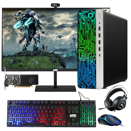 HP G3 Gaming Desktop PC, Intel Core i7 6th Gen, GT 1030 Graphics, 16GB RAM, 240GB SSD, MTG New 27 inch Monitor, RGB Keyboard Mouse, RGB Headphone, Webcam, Windows 11 (Renewed)