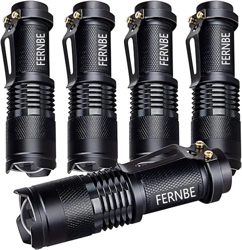 5 Pack SK-68 3 Modes Handheld Mini Cree Q5 LED Flashlight Torch Tactical Lamp 7w 300lm Adjustable Focus Zoomable Light