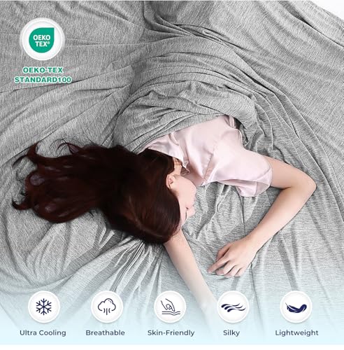 Image of Cooling Blanket Japanese Q-Max 0.4 Technology keep cool in hot summer, 78 X 86in twin or baby sized blanket for Adults, Children, Babies. Mica Nylon and PE Cool Fabric Breathable Comfortable.(Grey)