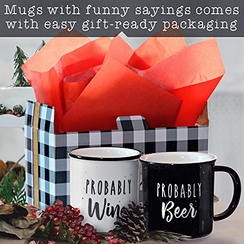 Mainevent Probably Beer Probably Wine Mug Set Of 2 Ceramic Coffee Mug, Funny Gift Beer Lover Any Occasion, Farmhouse Campfire Mugs Gift Idea, Funny Coffee Mug Men And Women Funny Saying #TOP4