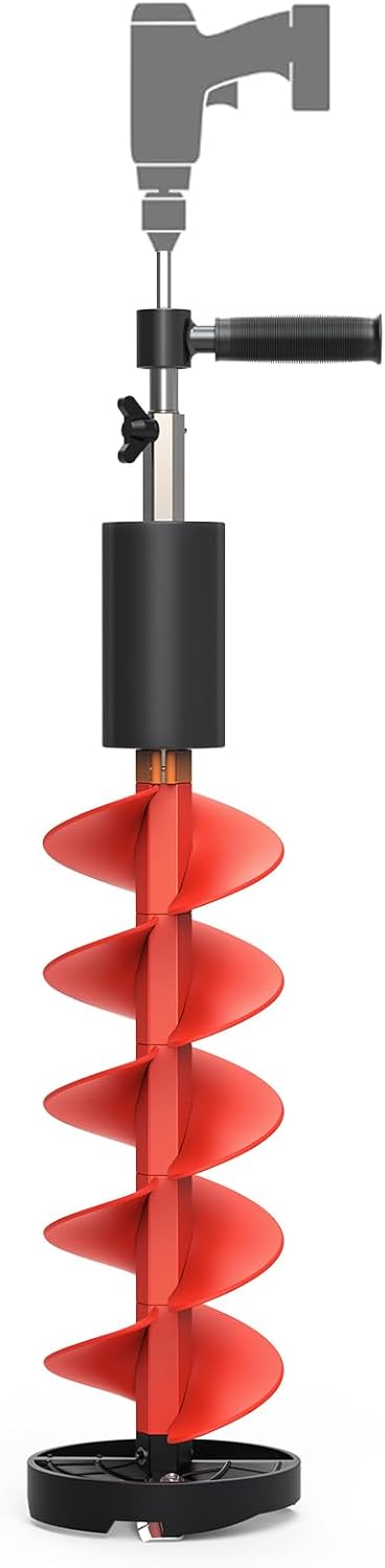 Eyoyo 6-8" Diameter Ice Auger Bit, 1 Set Replacement Blade & Blade Protector with 1/2 Inch Chuck Drill Adapter, Nylon Auger Convenient for Ice Fishing