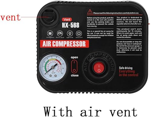 Miniatura 4 de Inflador de neumáticos portátil, compresor de aire, presión de la bomba con medidor de neumáticos de emergencia y ventilación de luz LED para