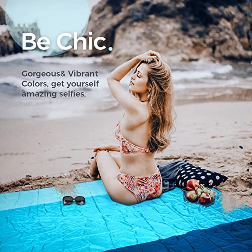 OCOOPA Beach Blanket, Extra Large Sandproof Waterproof, Picnic Mat, 8 Persons Family Size, Sand Free, Comfortable, Durable Parachute Nylon 210T, Lightweight, 4 Stakes&1 Travel Bag, S09 - Image 3