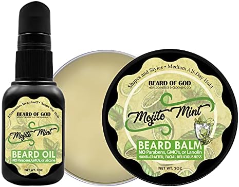 Mojito Mint - 1 oz. Beard Oil, 2 oz. Balm Conditioner & Travel Case - Natural, Organic & Handcrafted in USA