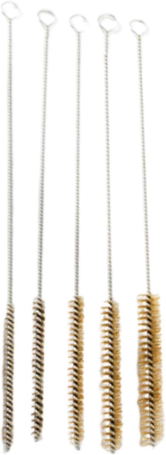 5 Piece Brass Pipe Cleaning Brush Set Brass Wire Brush Bore Cleaning for Long Handle Tube Cylinder 6 15mm