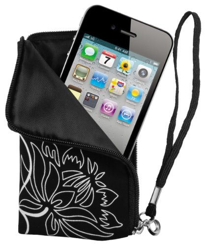 Mumbi Flower Power - Funda universal para móvil, negro