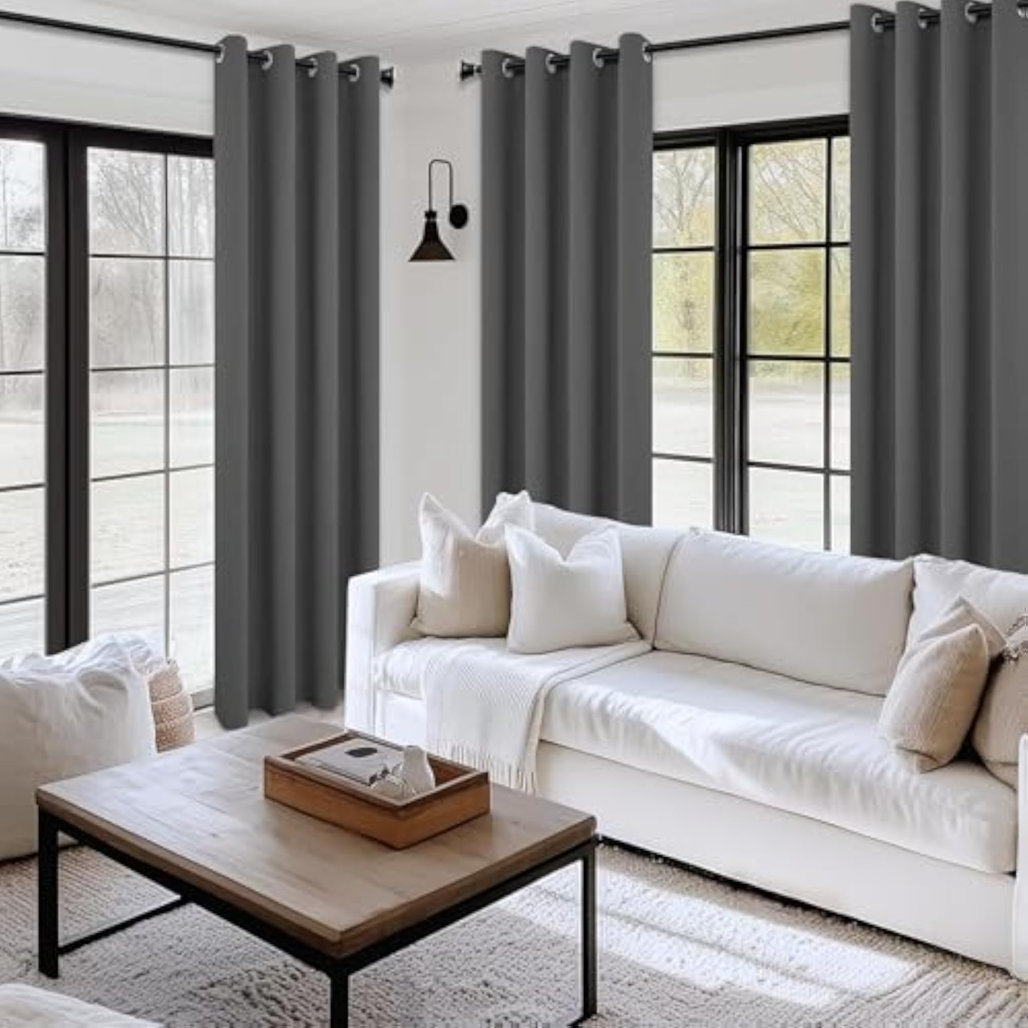 Polyester Solid Curtain, Door - 7 Feet, Grey