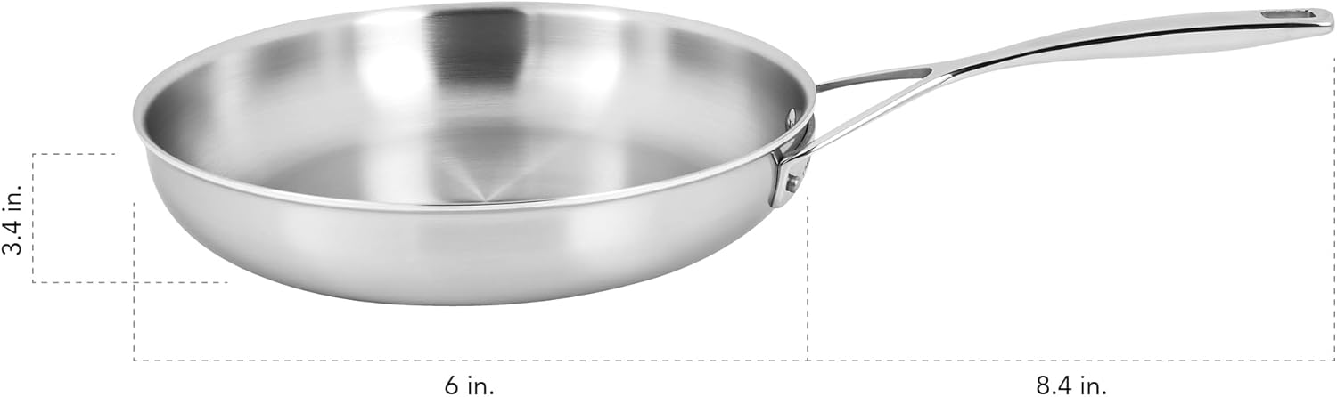 Diagram showing the dimensions of the Demeyere Essential 5-ply Stainless Steel Fry Pan.