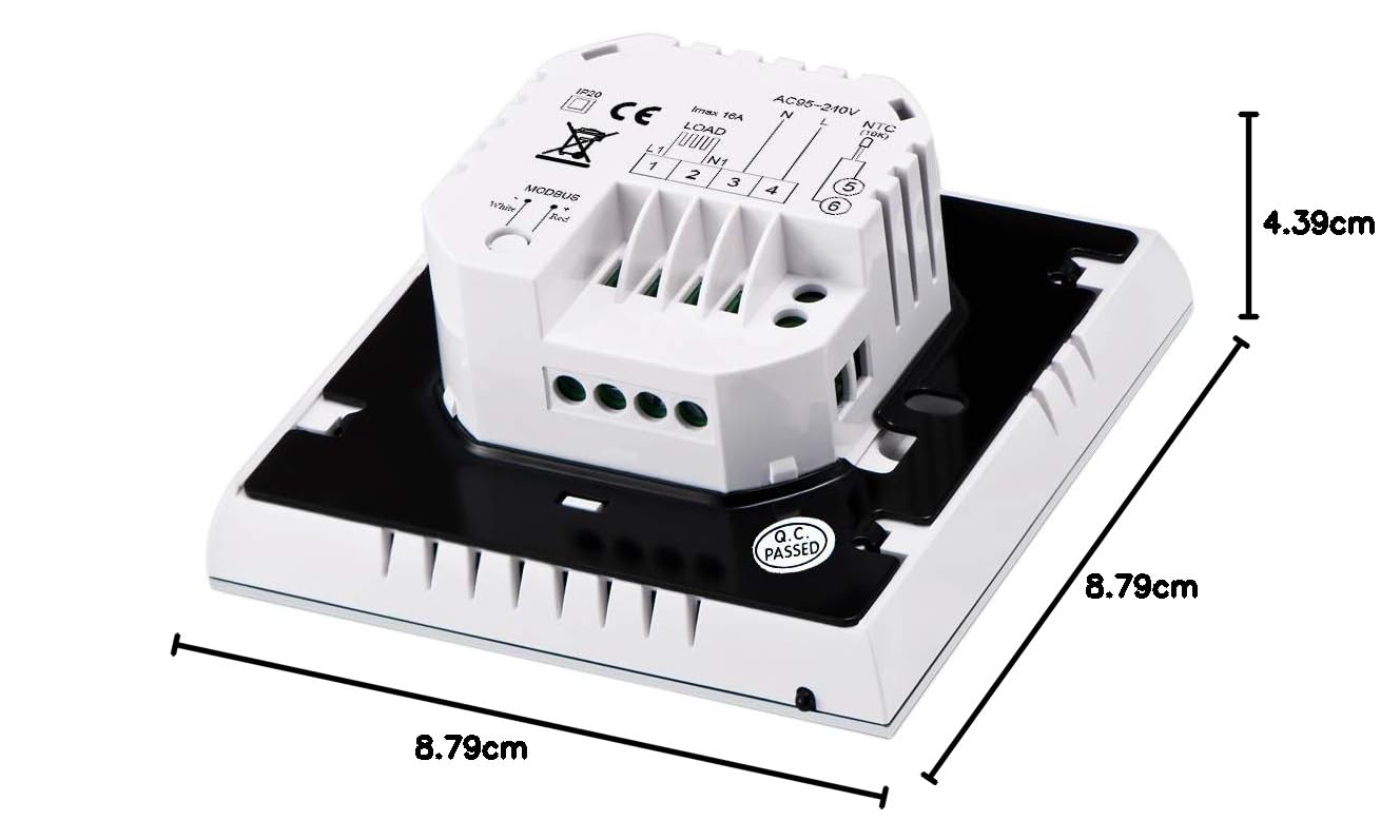 Decdeal Termostat pokojowy, ogrzewanie podłogowe, ogrzewanie elektryczne, termostat 16 A, 95-240 V, tygodniowy, programowalny ekran dotykowy LCD, termostat ścienny