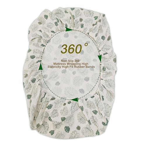 Image of Muslin Crib Sheets for Girl Boy, 2 Pack 100% Cotton Crib Sheet for Standard Crib Mattress(28 inchx 52 inch), Fitted and Soft Breathable Crib Mattress Sheet, 360 Wrapping (Monstera & Dark Green)