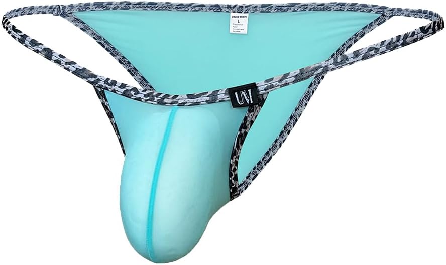 COMLIFE Men's Sexy Low Rise Ice Silk Briefs Bulge Pouch Bikini Underwear Thin String Leopard Print Solid Color Triangle Panty - Image 5