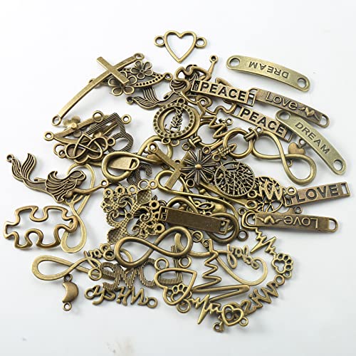 HERZWILD Jewellery Connector Heart Metal 50 Pieces Mixed Charms Pendant Set DIY Jewellery Pendant Infinity Sign Pendant DIY Crafts Charms Pendant (gutong-lianjiediaozhui) - Image 3