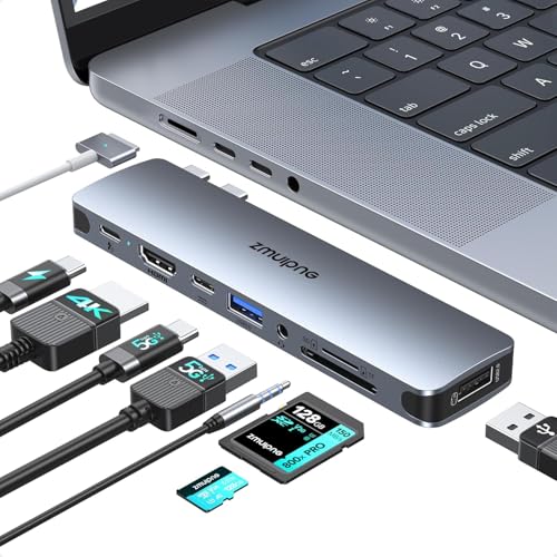 USB C Adapter for MacBook Pro MacBook Air Adapter Multiport Accessories 8 IN 2 Mac USB Adaptor with 4K HDMI Thunderbolt 3 USB 3.0 USB 2.0 SD/TF USB C Hub for MacBook Pro Air 2024/2023