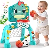 Nicmore Boy Toys for 1 Year Old: 4-in-1 Multifunction Indoor Outdoor Activity – Basketball Toss, Ring Throw, Ball Play & Music Lights to Improve Motor Skills, Birthday Gift for Boys Girls Age 1-3