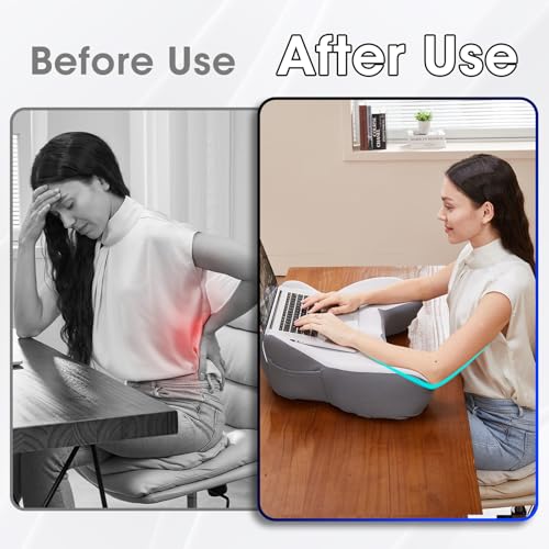 cooloo8 Lap Desk, Laptop Lap Desk Lap Desk with Cushion, Laptop Pillow for Lap, Portlands Portable Desk Pad, Gaming Pillow Work Pillow for Bed, Couch, Car(White Gray) by cooloo8 - Used condition - Image 2