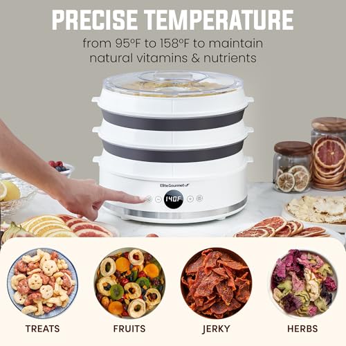 Image of Elite Gourmet Digital Food Dehydrator, 5 SlimStore Collapsible Trays