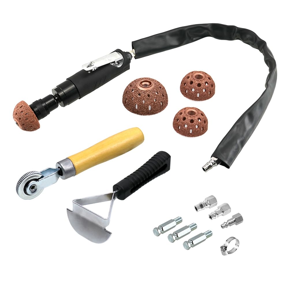 Juego de Reparación de Neumáticos: Pulidora Neumática de Baja Velocidad, Rodillo de, Raspador de Revestimiento Interior y Rueda Pulidora de Acero de Tungsteno.