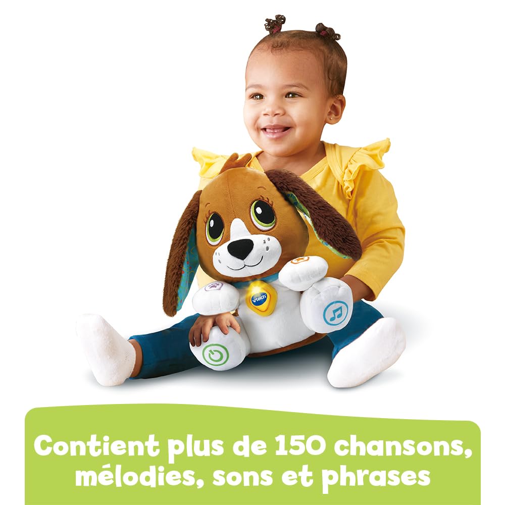 VTech Toutou Parle avec Moi, Jouet Chien Interactif Qui Répète, Bouge la Tête et Les Oreilles, Peluche Bébé à Fonctions, Jeu Éducatif, Cadeau Enfant Dès 1 an