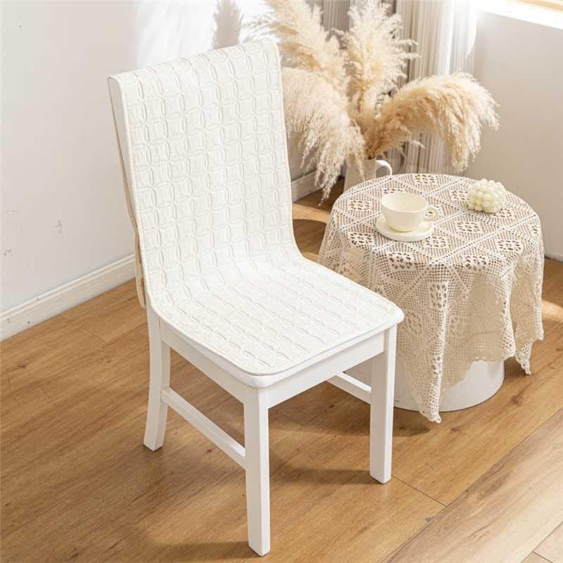 Image of HOMETHREADS Non-Slip Chair Cover-Universal Fit for Kitchen & Dining Chairs-Cushioned Comfort - Stylish Machine Washable Seat Cover-140x40cm (White, Pack of 1)