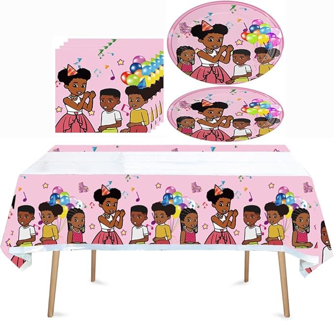 41pcs Children Party Supplies 20 Plates + 20 Napkin + 1Tablecloth Children Birthday Party Decorations for Girl and Boy (Style 1)