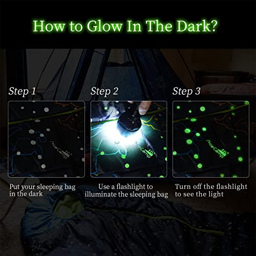 Acecamp 3 Seaons Sleeping Bags For Youth Boys And Girls, Lightweight Glowing In The Dark, Perfect For Slumber Parties, Camping And Travel (3 Seasons, Youth, Temp 10℃-15℃)… #TOP4