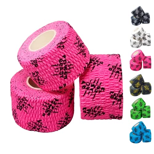 Power Beast 3x Lifting Thumb Tape Weightlifting Hook Grip Elastic Tape Adhesive Athletic Sport Tape for Olympic Weight Lift Cross Training Lifting & Gym 3 Rolls. (PINK)