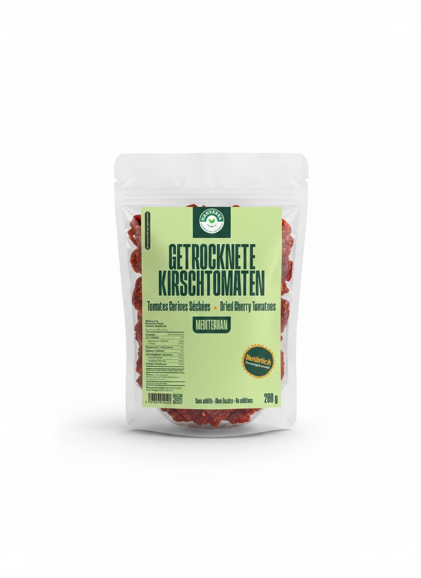 Harvessa Getrocknete Cherry Tomaten 8x200g (1,6kg) – Sonnengetrocknet aus Tunesien – Vorteilspack für Gastronomie & Kenner – Premium Qualität, Vegan & Glutenfrei