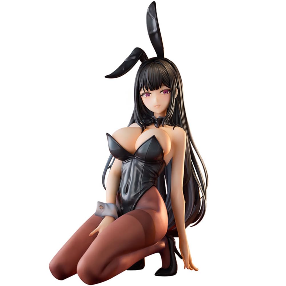 Zhongkaihua Bunny Girl Hina Figure Black Silk Bunny Girl Figure Kneeling Position Anime Model Statue Collection Desktop Ornaments