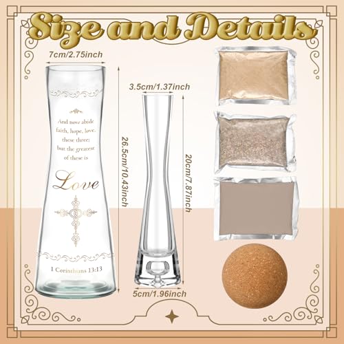 Irenare Unity Sand for Wedding Ceremony Set Include Ceremony Vase, Sand, Cork Stopper for Weddings Engagement Anniversary(Christian)