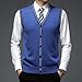 Produktbild LUOY Pullunder Herren Ärmellos,Herren Strickwesten Casual Fashion Slim Fit Spleißstreifen V-Ausschnitt Königsblau Herbst Winter Warm Ärmellos Knöpfe Strickjacke Slipover Weste Pullover Tank Tops,XL