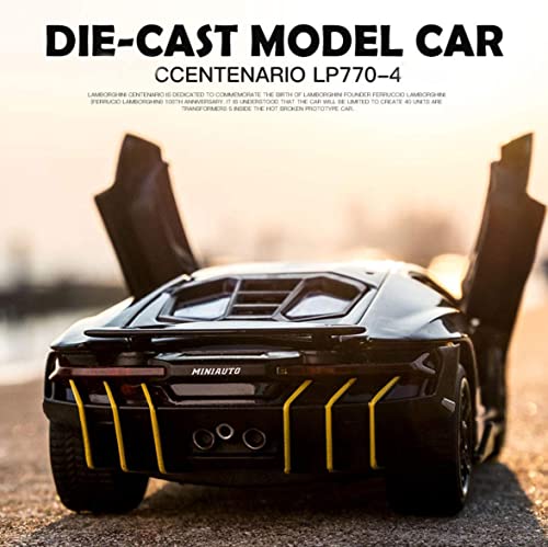Image of 1:24 Scale Big Lamborghini Centenario Lp 770 Toy Car | Metal Pullback Diecast Car for Kids with Openable Doors, Sound, Light Effects Toy for Car (Color As Per Available), Orange