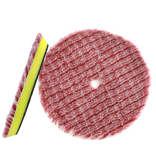 Image of MDEOOSKY 2Pcs 5''/125mm Coarse Wool Cutting Pad Wool Polishing Pad Coarse Wool Pad Wool Buffing Pads for Hook and Loop for Heavy Cut