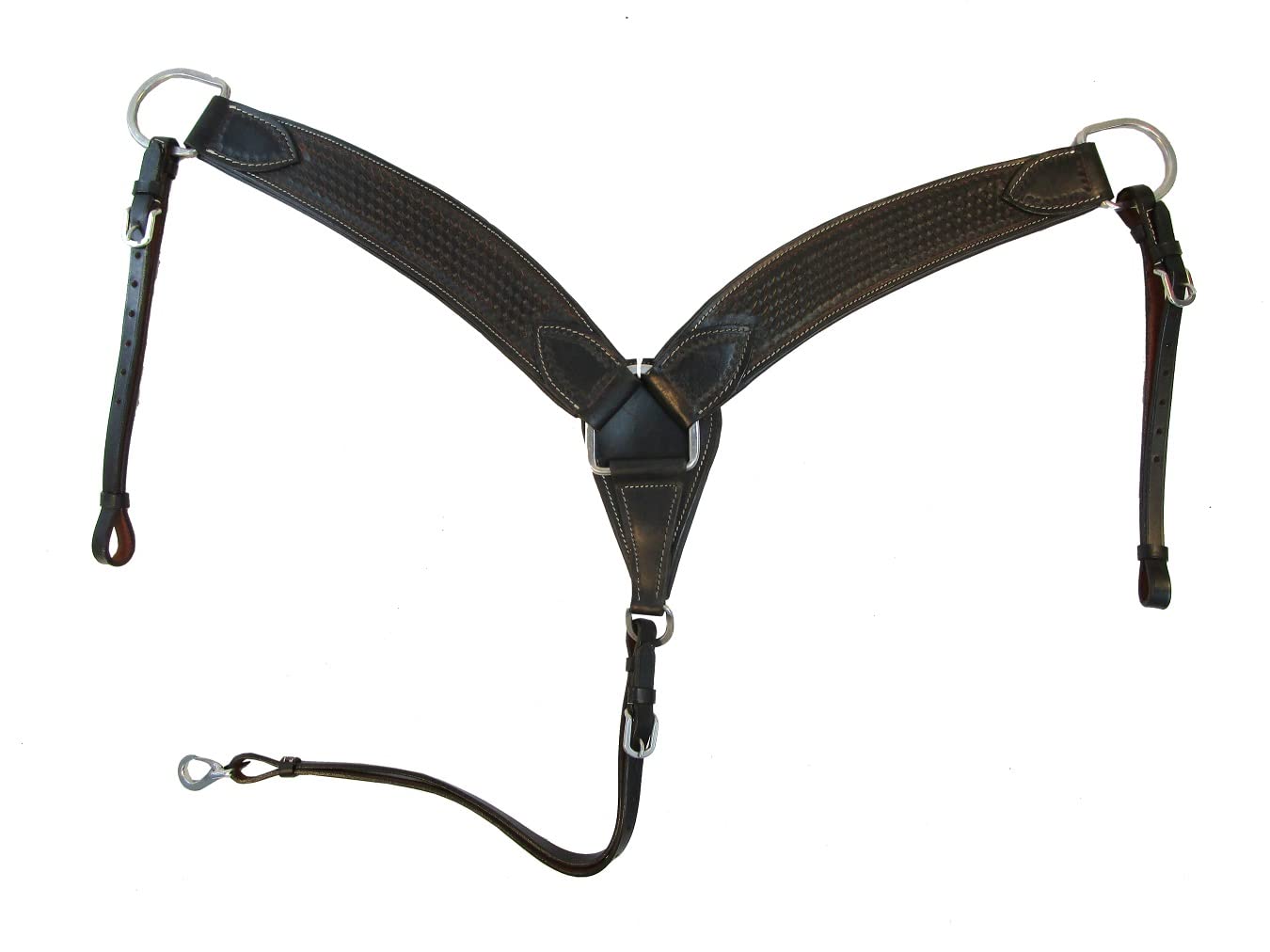 Trail Horse Breast Collar Western Show Pleasure Tooled Leather Black TACK Set