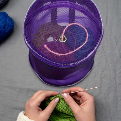 Image of Operitacx 2 Pcs DIY Wool Storage Bag: Yarn Bowl Yarn Bucket Wool Holder Bag Yarn Storage Knitting Bag Yarn Basket Grid Yarn Holder for Crocheting Crochet Bag Organizer Yarn Bags for Crocheting
