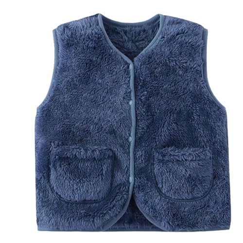 Kids Fuzzy Vest Sherpa Fleece Jacket Toddler Girls Snap Buttons Sleeveless Polar Fuzzy Coat Fall Winter Warm Outwear