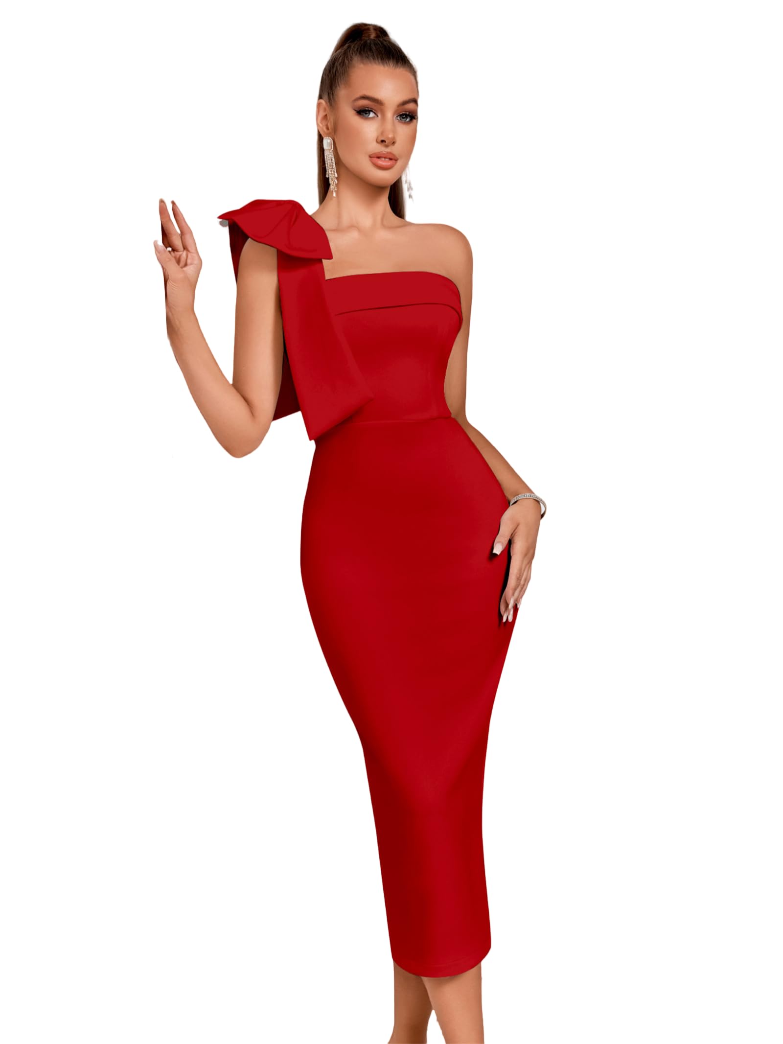 Vestidos de gala para mujer, formal, fiesta, cóctel, noche, un hombro, vestido de invitada de boda, vestido de noche con lazo, vestido de noche de graduación